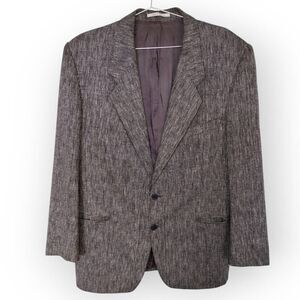 Yves Saint Laurent Mens Blazer Sz‎ 44R Houndstooth Jacket Black Silk Linen Vtg